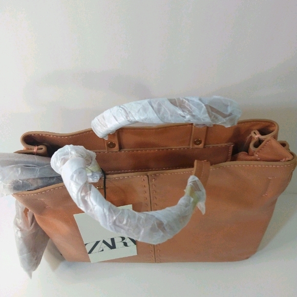 ZARA midi shopper detailed topstitching bag - Picture 6 of 9